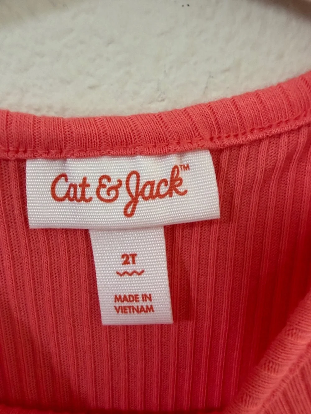 Cat & Jack Coral Ribbed Short-Sleeve Girls Dress